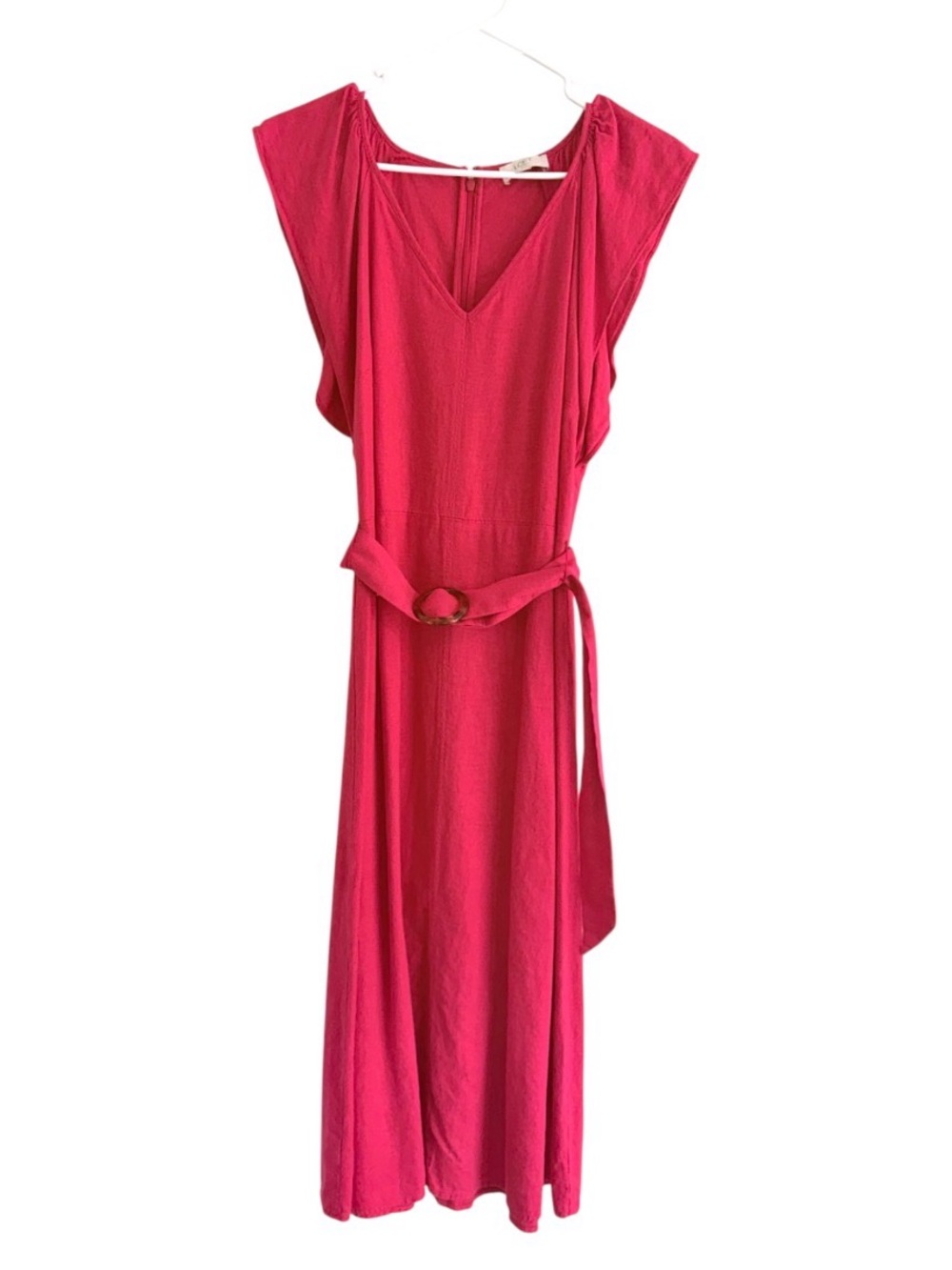 LOFT Fuchsia V-Neck Belted Maxi Dress